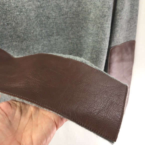 J.Crew Women's Wool Blend Patch Sleeve Sweater V Neck Sz S Pullover Gray Preppy - Picture 6 of 8